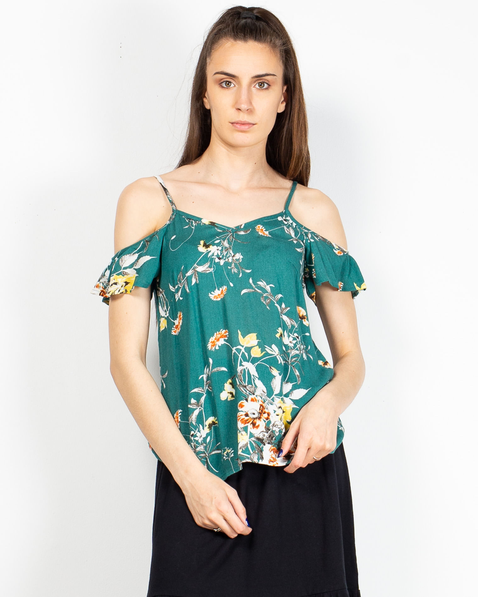 Bluza cu umerii goi si imprimeu 2105905033