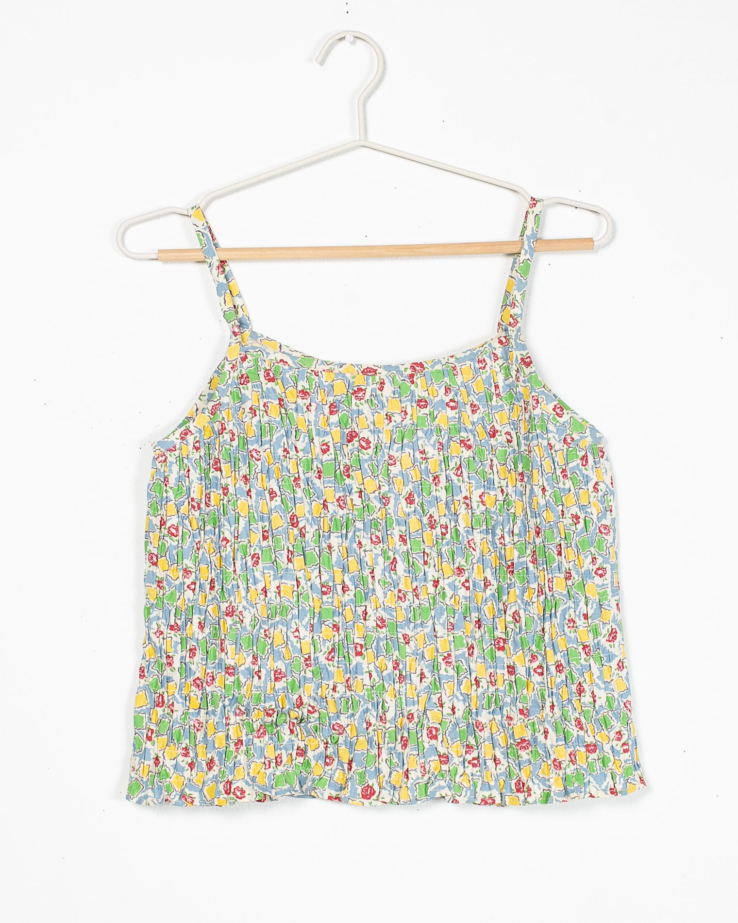 Top elastic din bumbac cu bretele subtiri si imprimeu N903739006 bretele