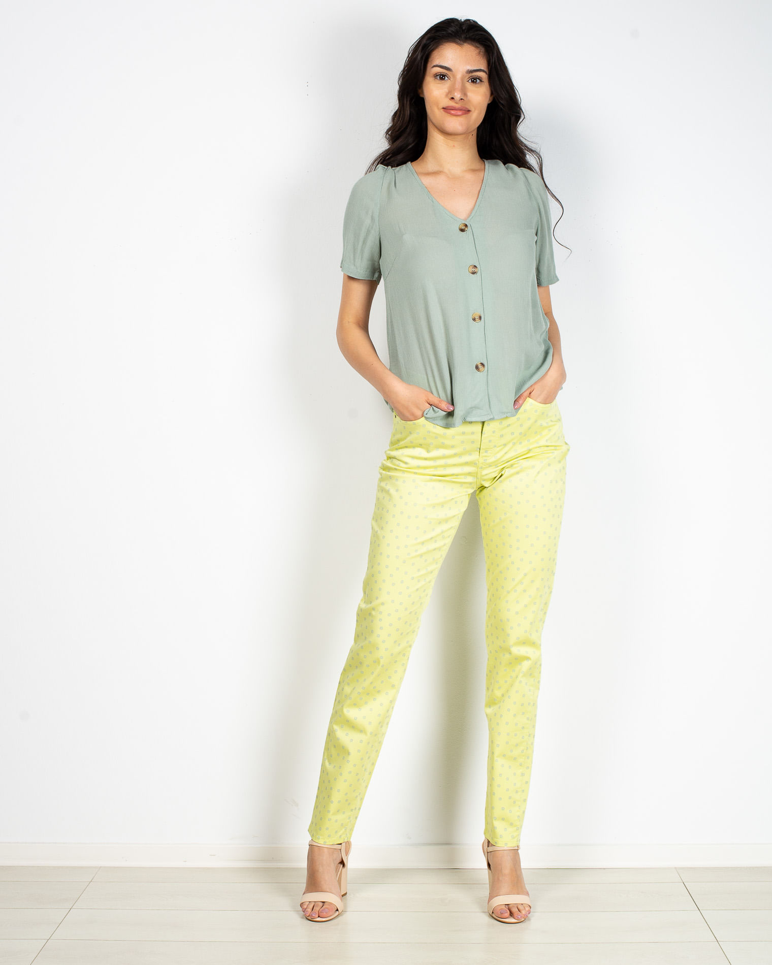 Pantaloni casual cu fermoar si buzunare 2101901099