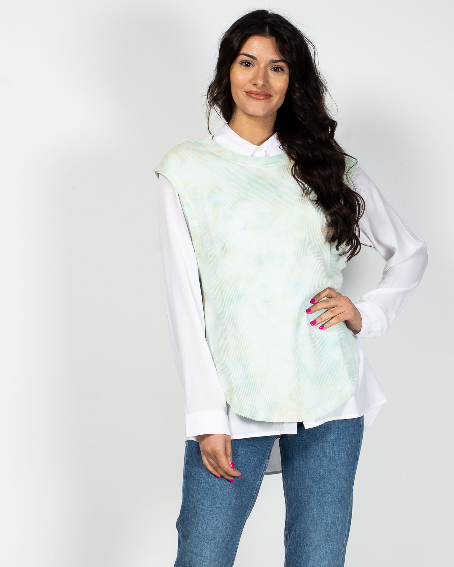 Bluza din bumbac fara maneci cu imprimeu batik N904717006