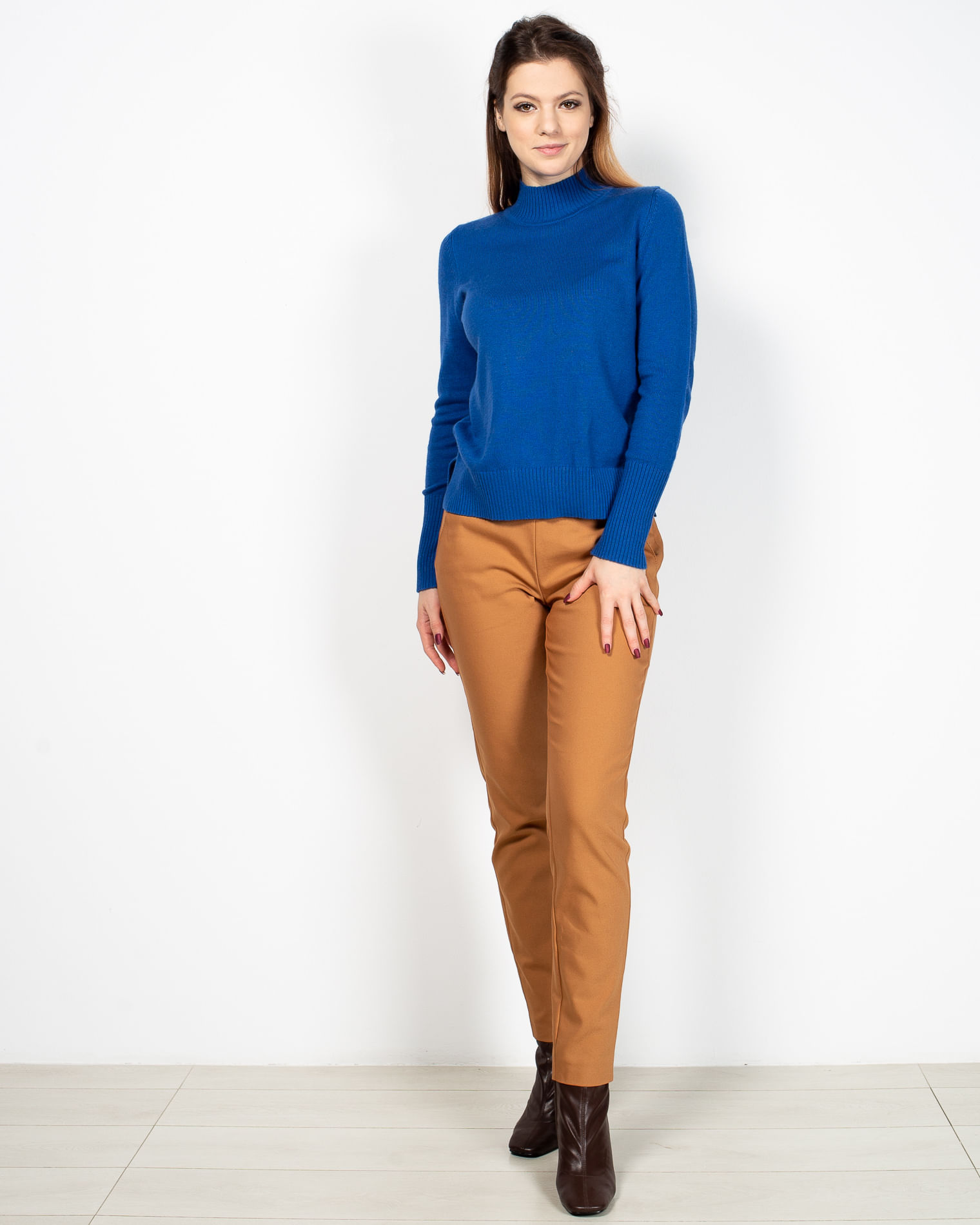 Pantaloni cu talie inalta si fermoar lateral 2125202038