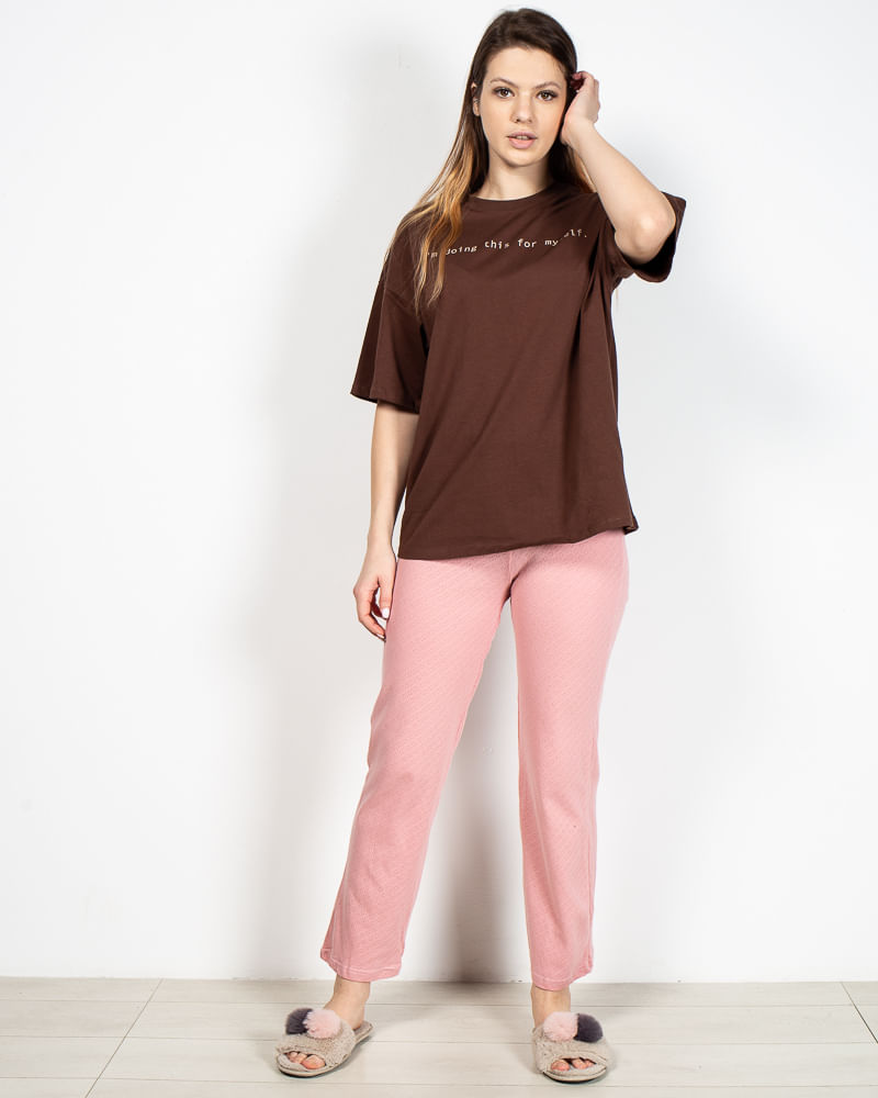 Pantaloni de pijama din bumbac cu talie elastica 22MUR07009