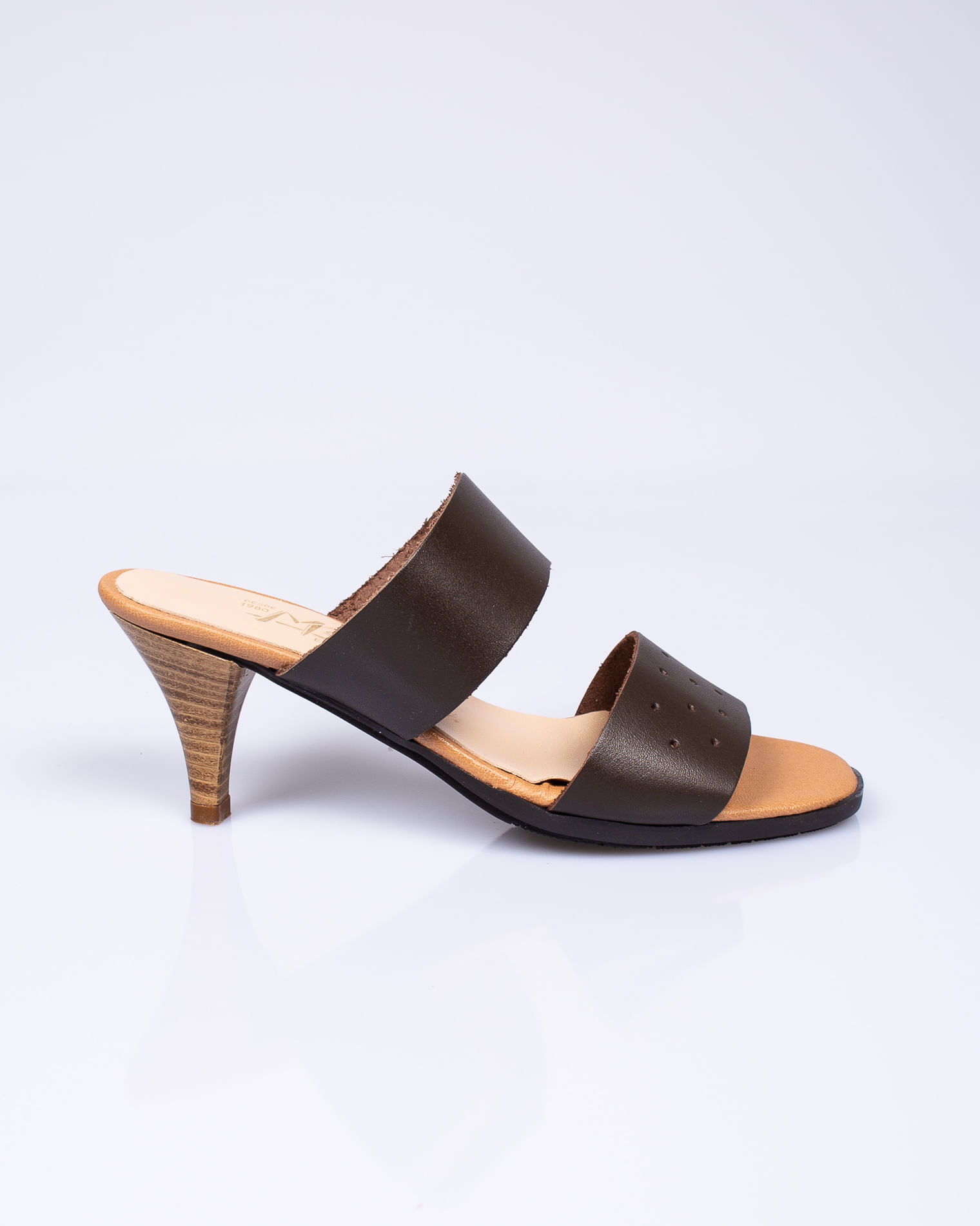 Sandale elegante din piele naturala cu toc comod si model perforat 22BOT02012