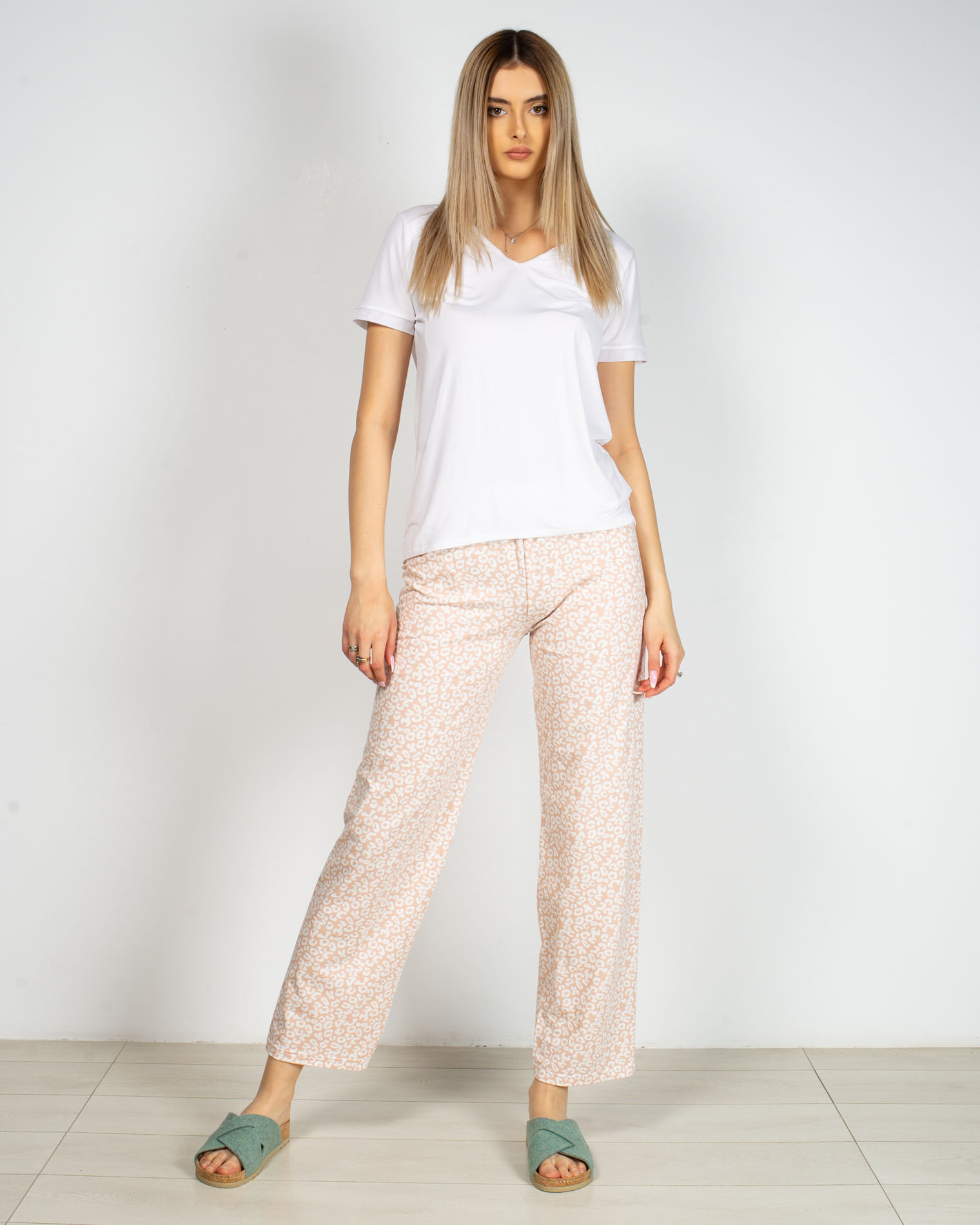 Pantaloni de pijama din bumbac cu talie elastica 22MUR21059