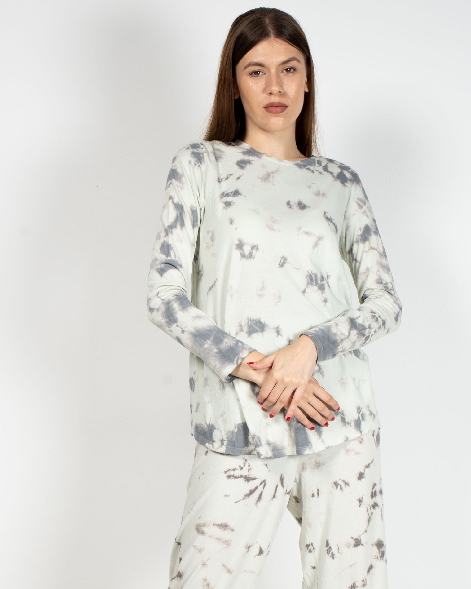 Bluza de pijama cu imprimeu batik si maneca lunga N200217016