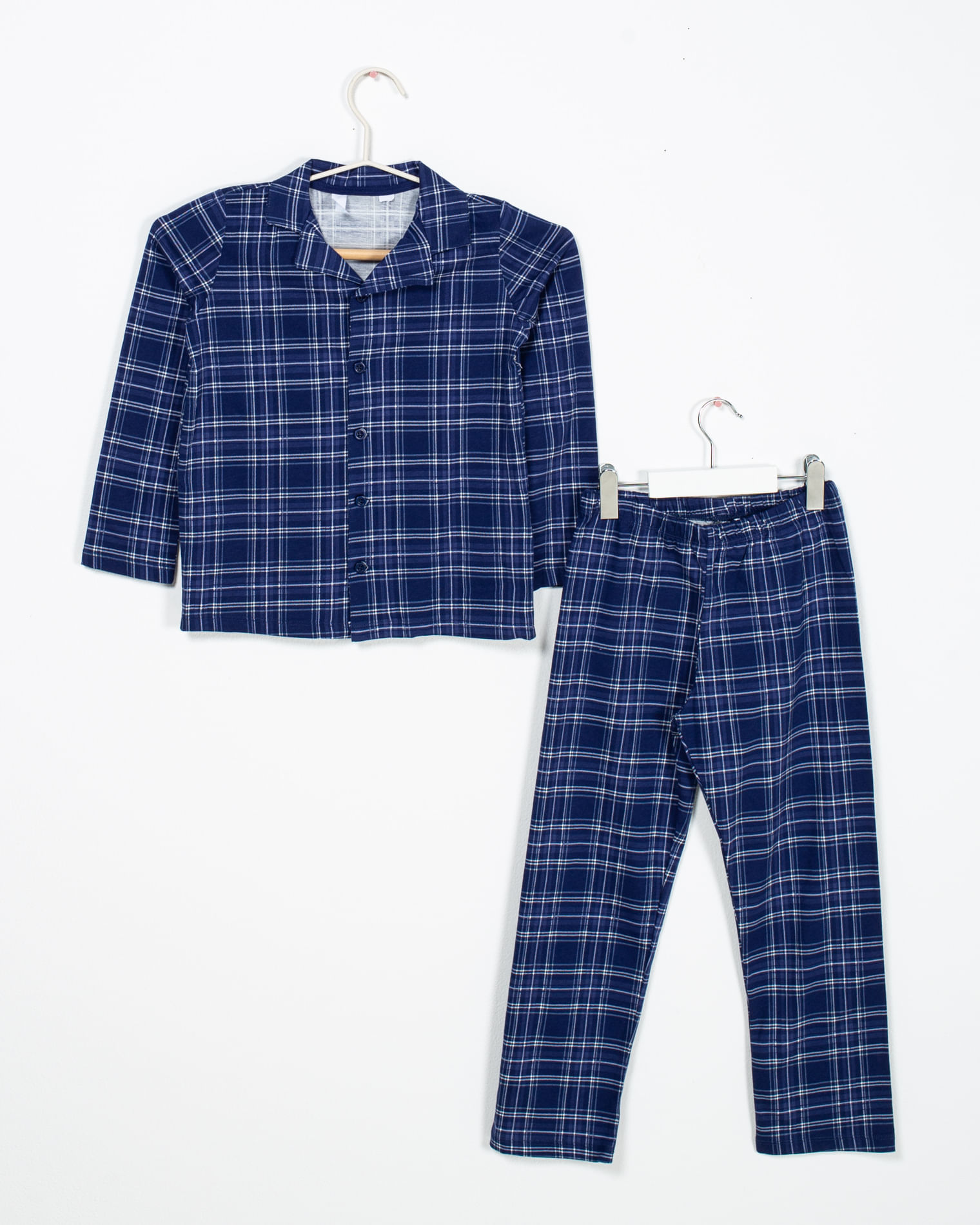 Pijamale in carouri cu nasturi pentru baieti 22MUR34027