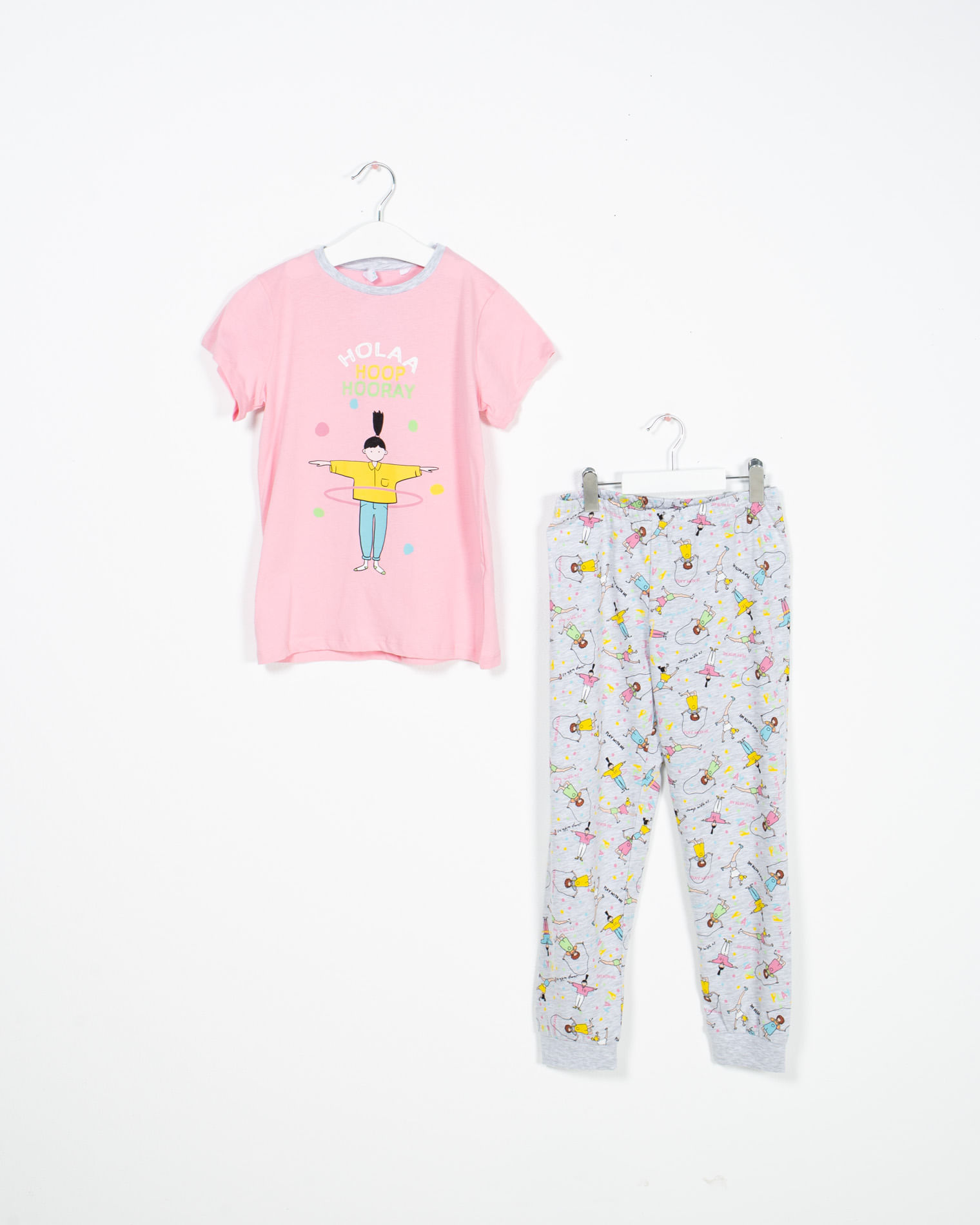Pijamale din bumbac cu maneca scurta si imprimeu pentru fete 22MUR32013