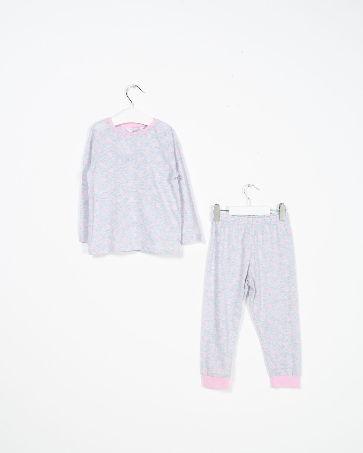 Pijamale din bumbac cu maneca lunga si buline pentru fete 22MUR34034