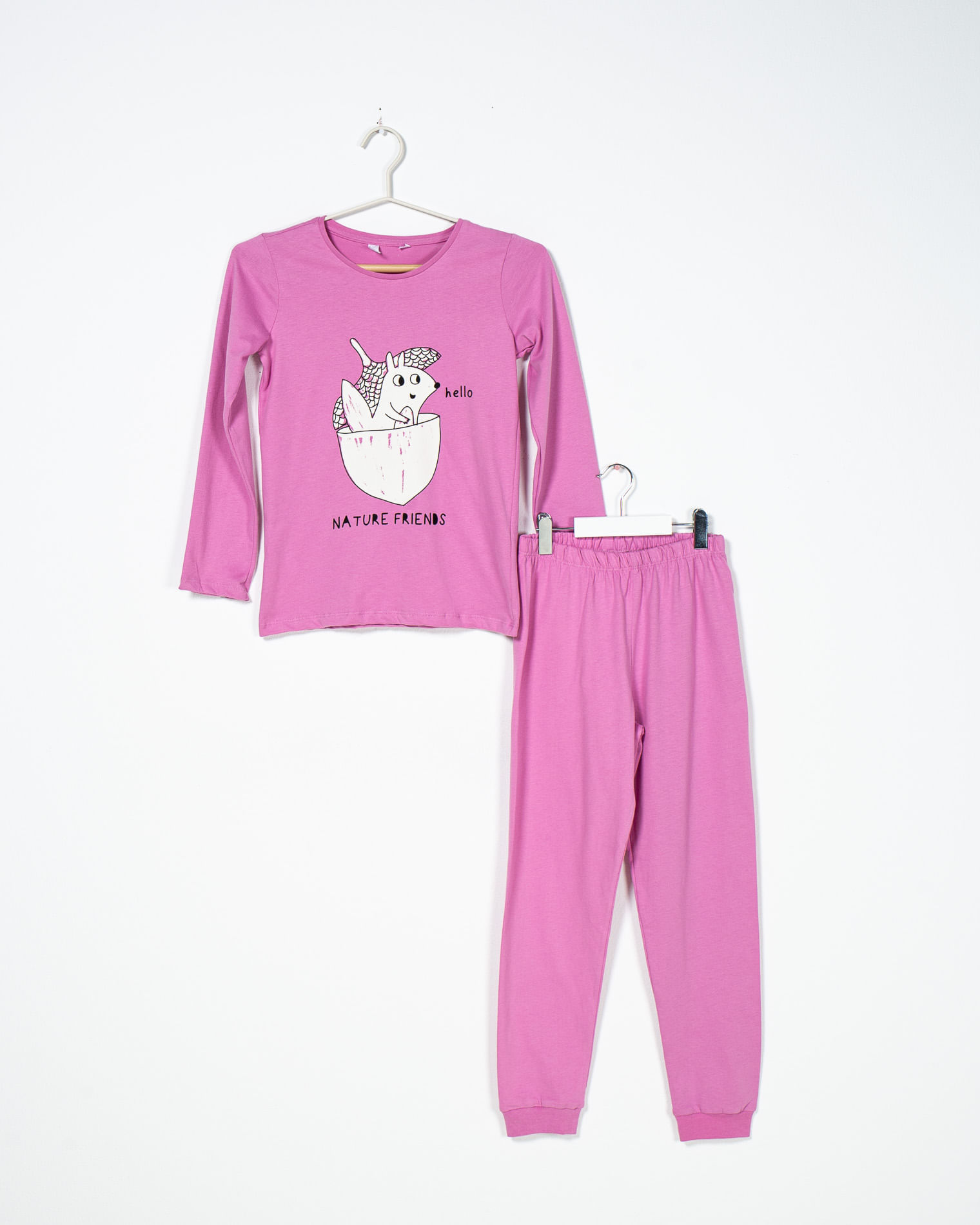 Pijamale din bumbac cu imprimeu si maneca lunga pentru fete22MUR53008