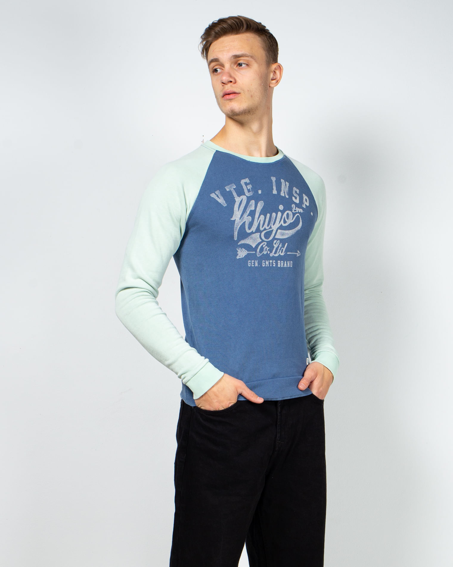 Bluza din bumbac cu imprimeu si maneca lunga 22AVI43019