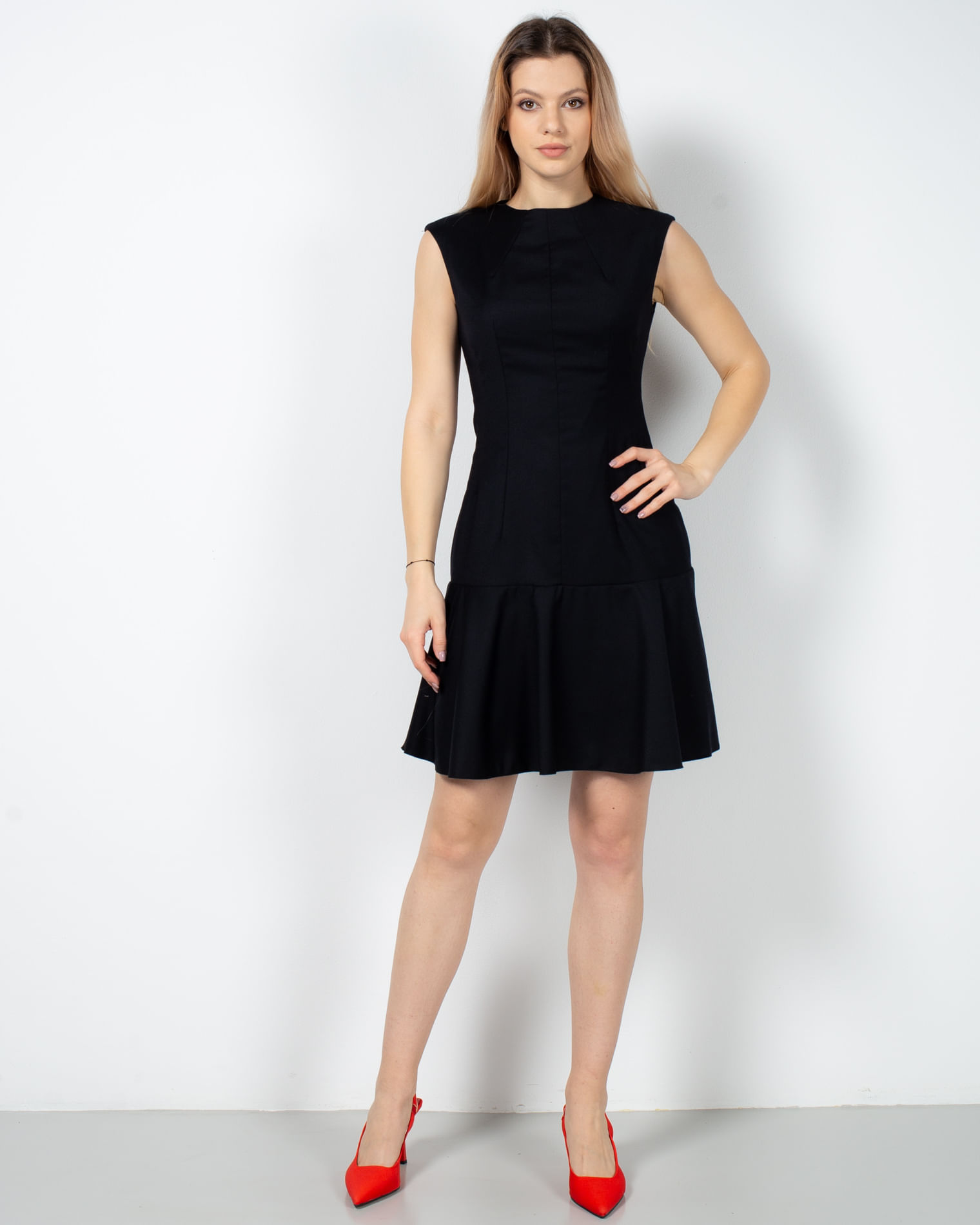 Rochie cu volane si continut ridicat de lana 23DOV10015