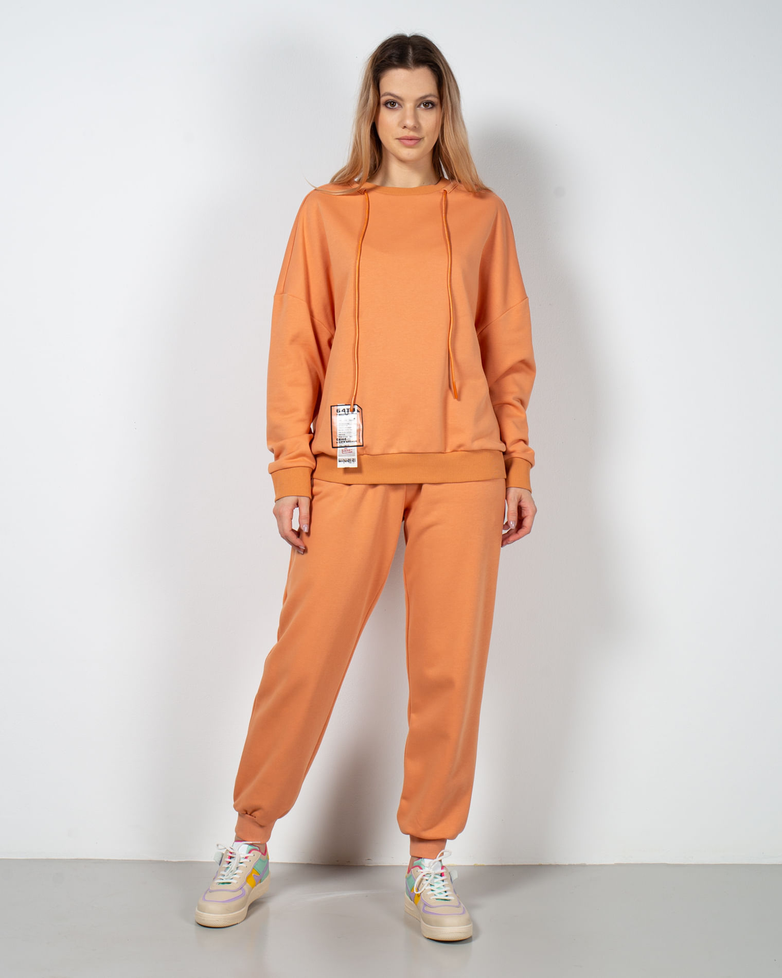 Pantaloni de trening din bumbac cu buzunare si talie elastica 23DOV08003