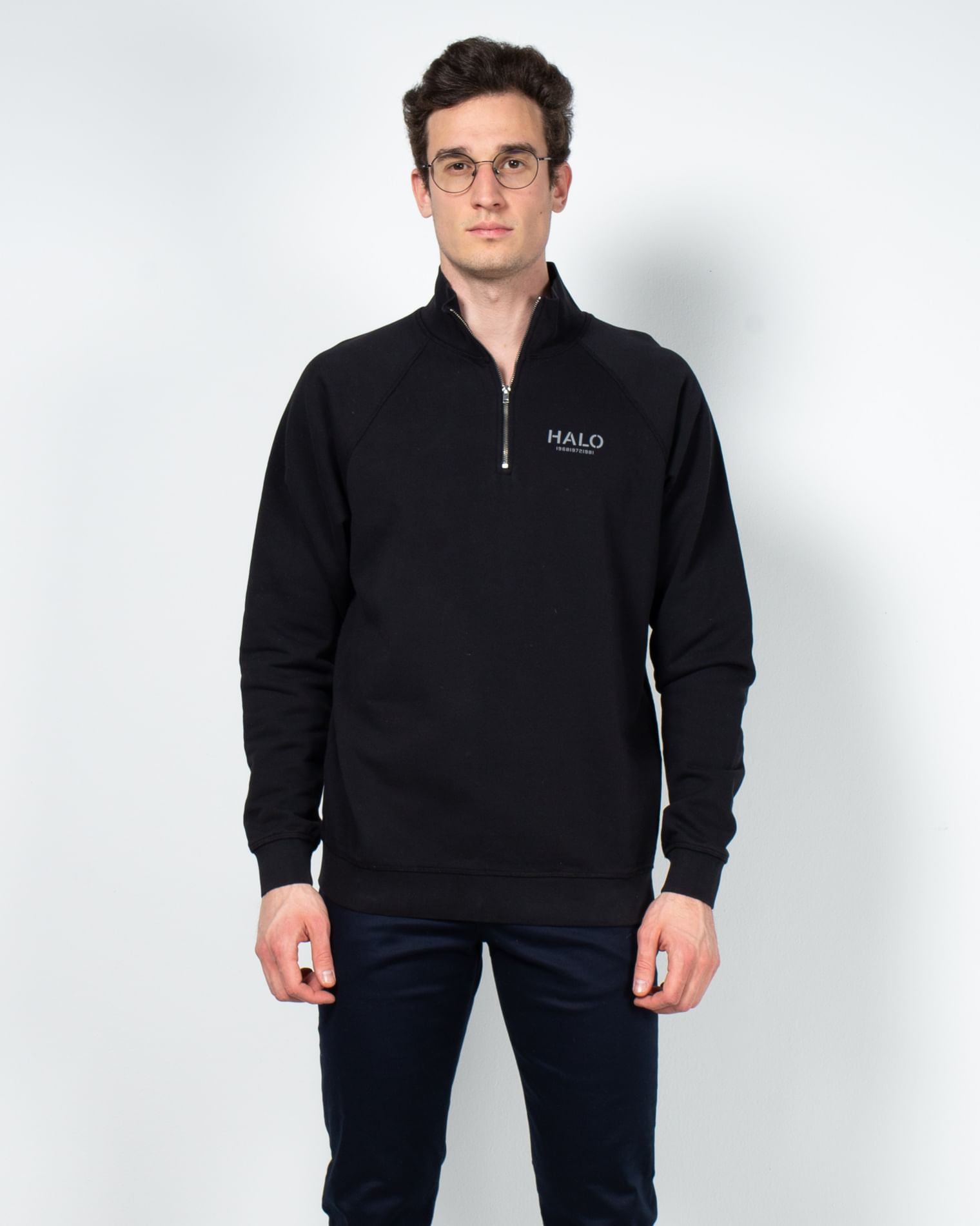 Bluza din bumbac cu fermoar la baza gatului 23KOS02009