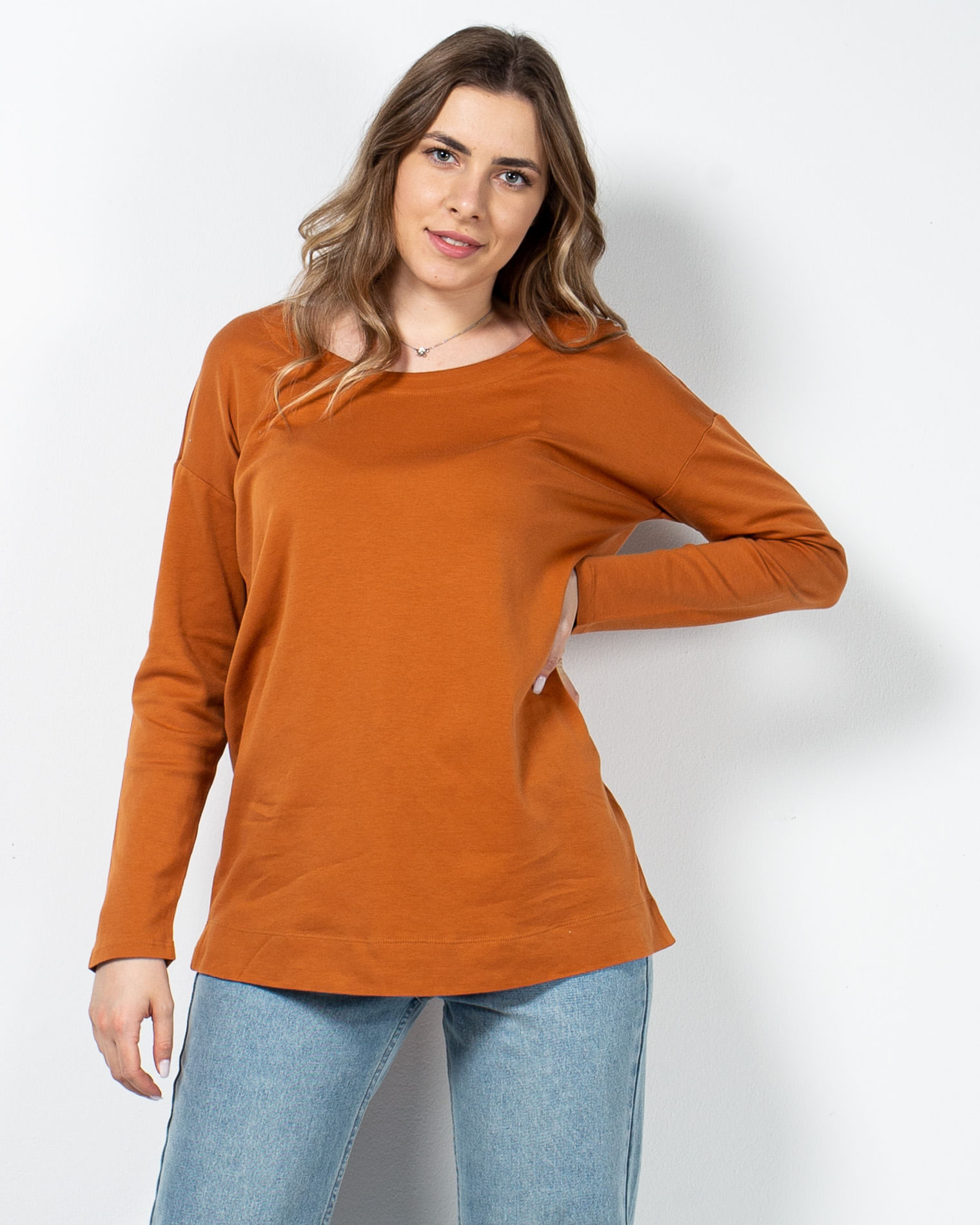 Bluza uni din bumbac cu maneca lunga N201101010