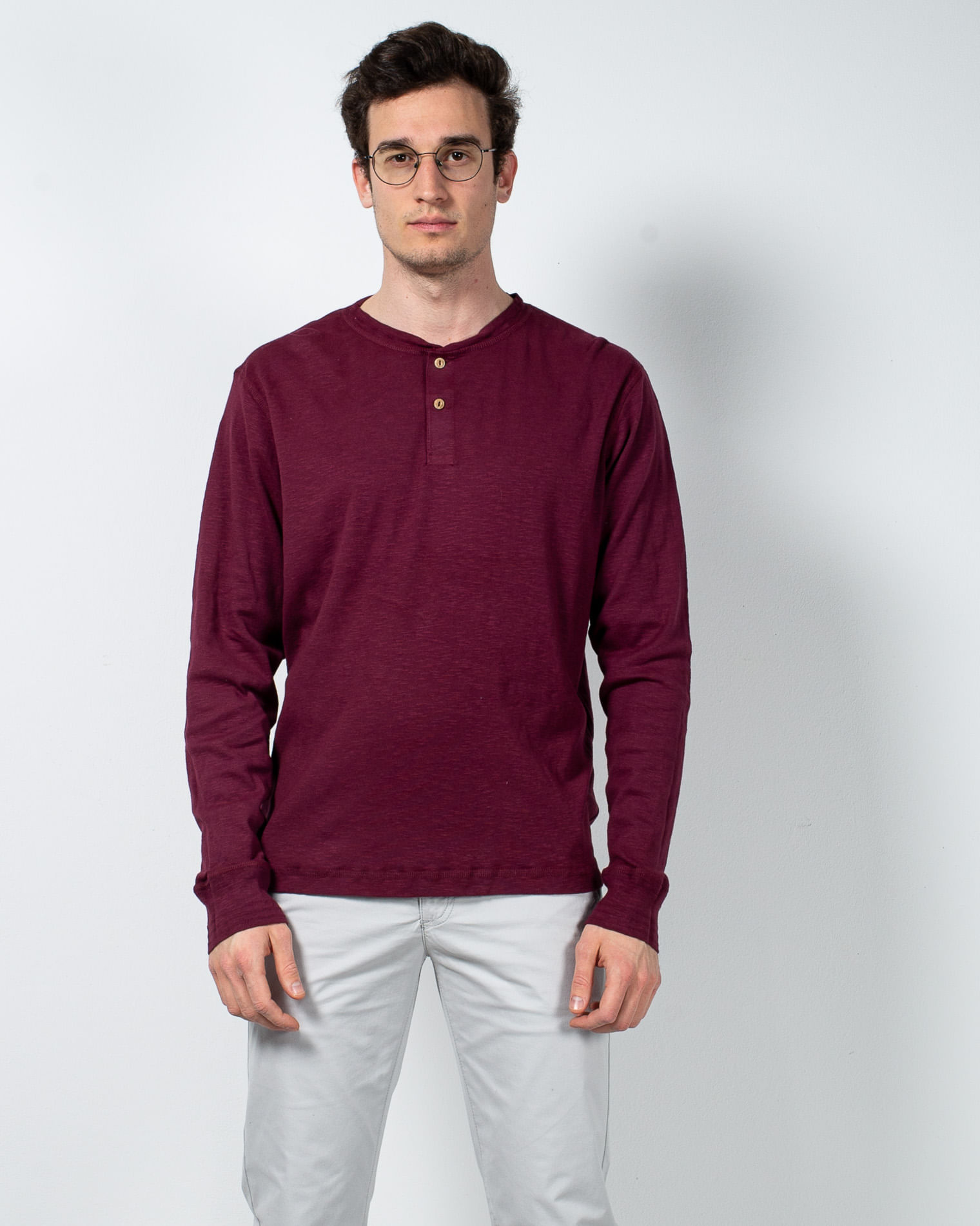 Bluza din bumbac cu nasturi la baza gatului N201104006