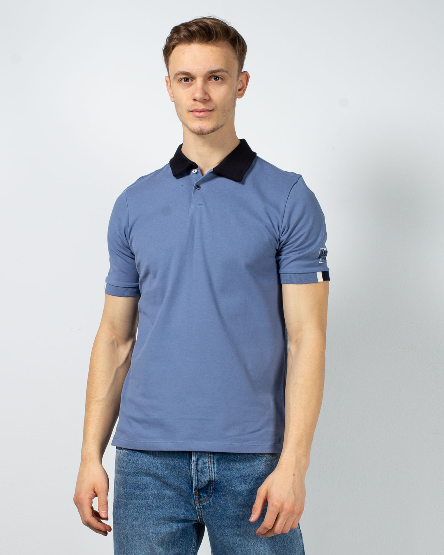 Tricou casual din bumbac cu guler 23KOS79006
