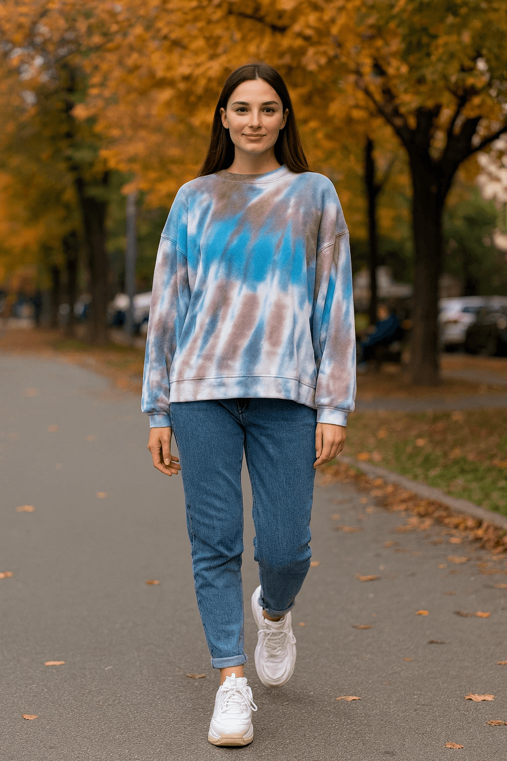 Bluza cu efect tie dye si fante laterale 23MAY14038