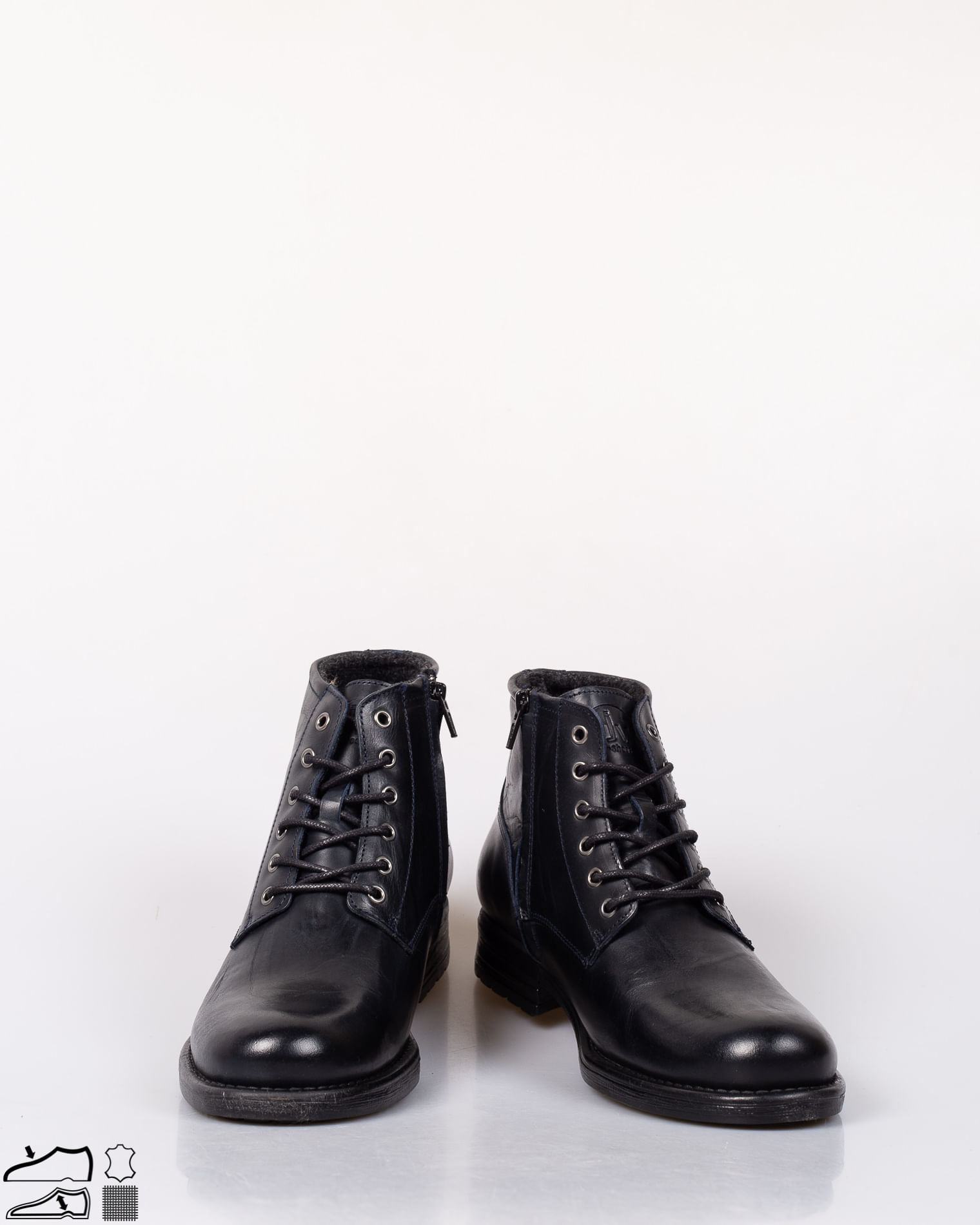 Ghete Din Piele Naturala Cu Sireturi Si Fermoar Lateral Miniprix