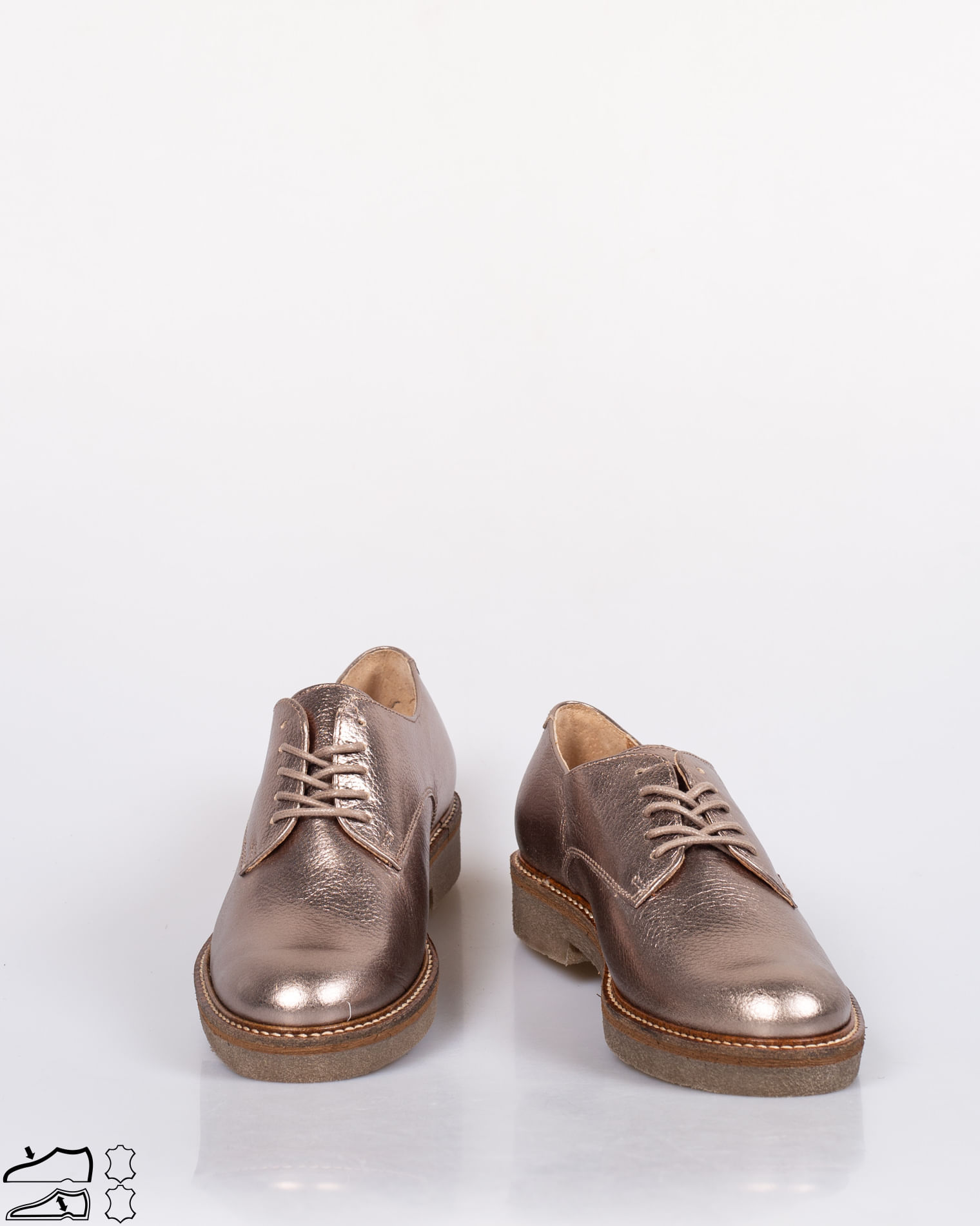 Pantofi Din Piele Naturala Cu Sireturi Si Aspect Metalizat Miniprix