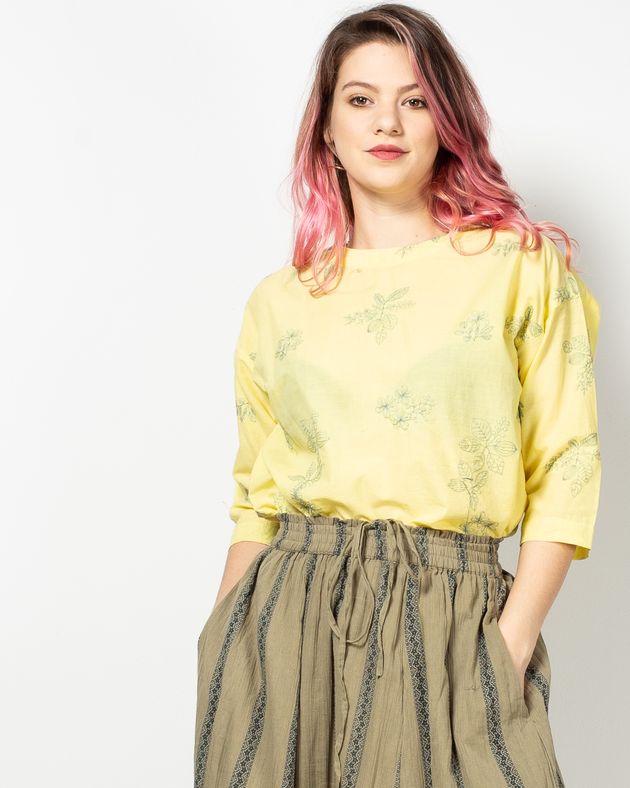 Bluza-cu-broderie-si-guler-rotund-cu-nasturi-la-spate-N91705009