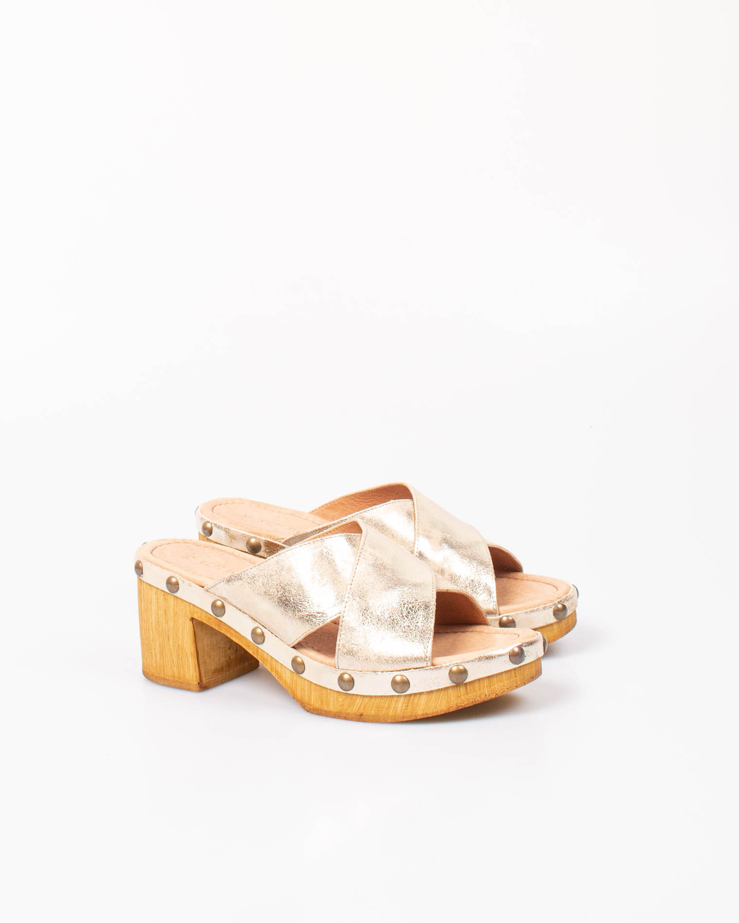 Papuci Din Piele Naturala Cu Toc Bloc Si Platforma Din Lemn Miniprix