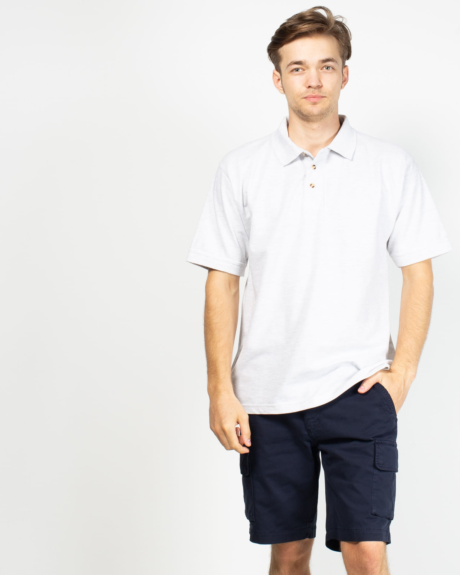 Tricou din bumbac cu maneca scurta si nasturi
