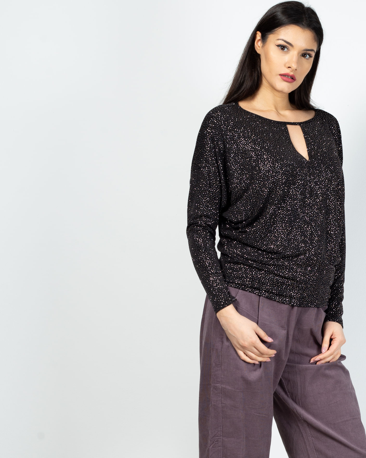 Bluza cu sclipici si maneca lunga 2030604004